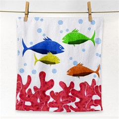 Corals And Fish Face Towel by Valentinaart