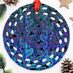 Blue Coral Round Filigree Ornament (2side) by Valentinaart