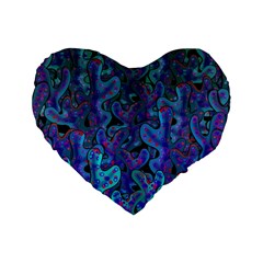 Blue Coral Standard 16  Premium Heart Shape Cushions by Valentinaart