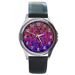 Purple Corals Round Metal Watch by Valentinaart