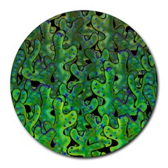 Green Corals Round Mousepads by Valentinaart