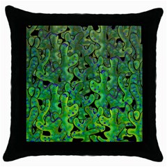 Green Corals Throw Pillow Case (black) by Valentinaart