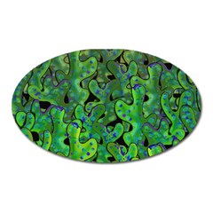 Green Corals Oval Magnet by Valentinaart