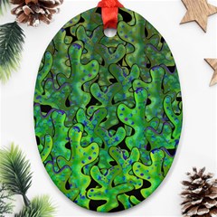 Green Corals Oval Ornament (two Sides) by Valentinaart