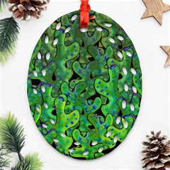 Green Corals Oval Filigree Ornament (2-side)  by Valentinaart