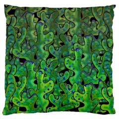 Green Corals Large Flano Cushion Case (one Side) by Valentinaart