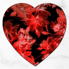 Red Flower  Jigsaw Puzzle (heart) by Brittlevirginclothing