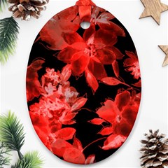 Red Flower  Oval Ornament (two Sides) by Brittlevirginclothing