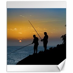 Two Men Fishing At Shore Canvas 8  X 10  by dflcprints