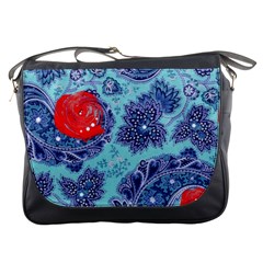 Red Pearled Roses Messenger Bags by Brittlevirginclothing