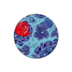 Red Pearled Roses  Rubber Coaster (round)  by Brittlevirginclothing