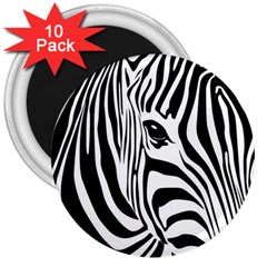 Animal Cute Pattern Art Zebra 3  Magnets (10 Pack)  by Amaryn4rt