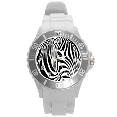 Animal Cute Pattern Art Zebra Round Plastic Sport Watch (l) by Amaryn4rt