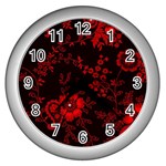 Small Red Roses Wall Clocks (Silver)  Front