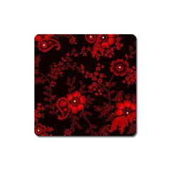 Small Red Roses Square Magnet by Brittlevirginclothing