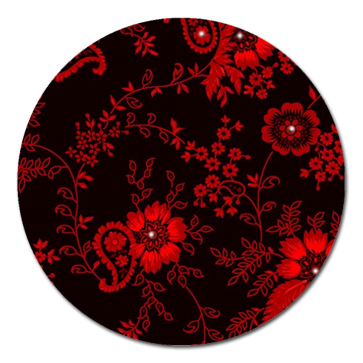 Small Red Roses Magnet 5  (Round)