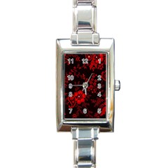 Small Red Roses Rectangle Italian Charm Watch by Brittlevirginclothing