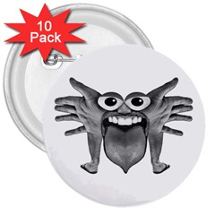 Body Part Monster Illustration 3  Buttons (10 Pack)  by dflcprints