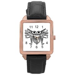 Body Part Monster Illustration Rose Gold Leather Watch  by dflcprints