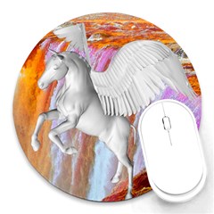 Pegasus Round Mousepads by icarusismartdesigns