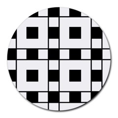 Black And White Pattern Round Mousepads