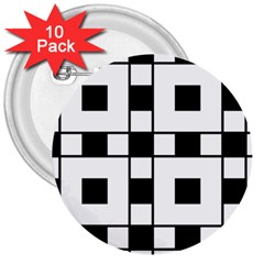 Black And White Pattern 3  Buttons (10 Pack)  by Amaryn4rt