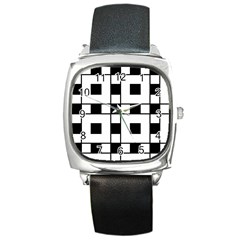 Black And White Pattern Square Metal Watch