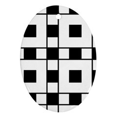 Black And White Pattern Oval Ornament (Two Sides)