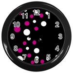 Pink and white dots Wall Clocks (Black) Front