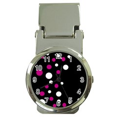 Pink And White Dots Money Clip Watches by Valentinaart