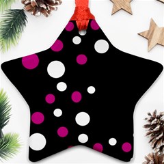 Pink And White Dots Star Ornament (two Sides)  by Valentinaart