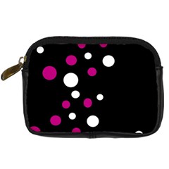 Pink And White Dots Digital Camera Cases by Valentinaart