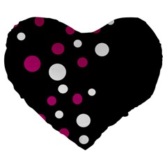 Pink And White Dots Large 19  Premium Heart Shape Cushions by Valentinaart