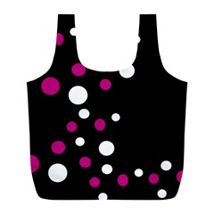 Pink And White Dots Full Print Recycle Bags (l)  by Valentinaart