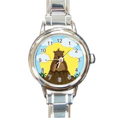 Groundhog Day  Round Italian Charm Watch by Valentinaart