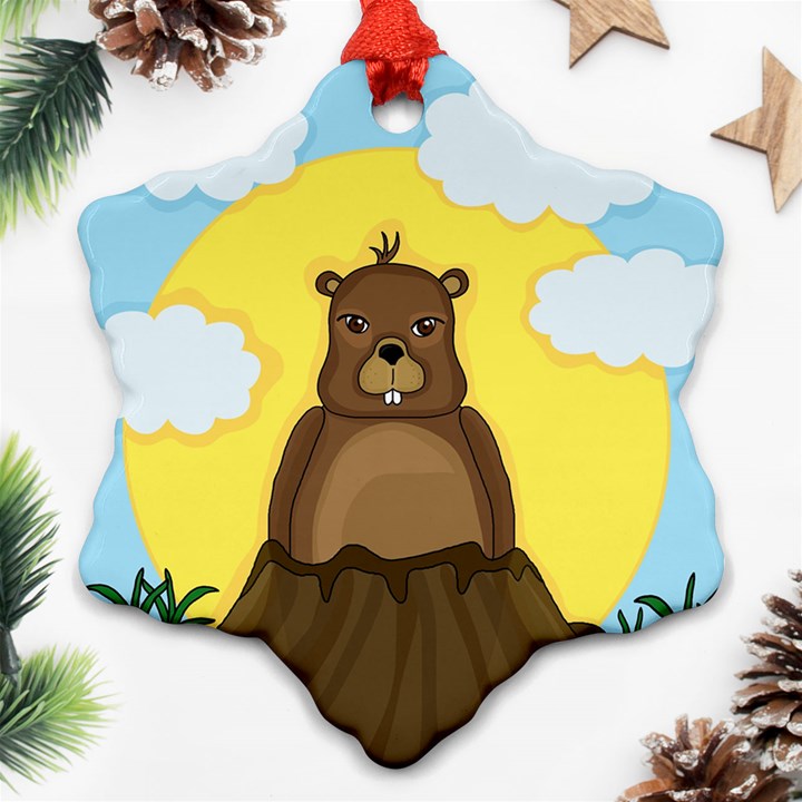 Groundhog day  Snowflake Ornament (2-Side)