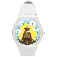 Groundhog Day  Round Plastic Sport Watch (m) by Valentinaart