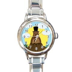 Groundhog Round Italian Charm Watch by Valentinaart