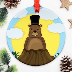 Groundhog Ornament (round)  by Valentinaart