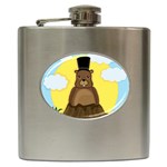 Groundhog Hip Flask (6 oz) Front