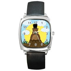 Groundhog Square Metal Watch by Valentinaart