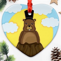 Groundhog Heart Ornament (2 Sides) by Valentinaart