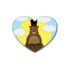 Groundhog Heart Coaster (4 Pack)  by Valentinaart