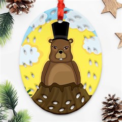 Groundhog Ornament (oval Filigree)  by Valentinaart