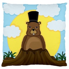 Groundhog Large Cushion Case (two Sides) by Valentinaart