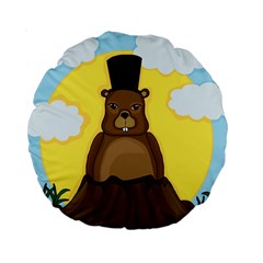 Groundhog Standard 15  Premium Round Cushions by Valentinaart