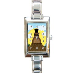 Happy Groundhog Day Rectangle Italian Charm Watch by Valentinaart