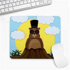 Happy Groundhog Day Large Mousepads by Valentinaart