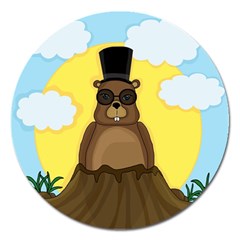 Happy Groundhog Day Magnet 5  (round) by Valentinaart