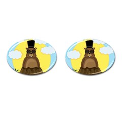 Happy Groundhog Day Cufflinks (oval) by Valentinaart